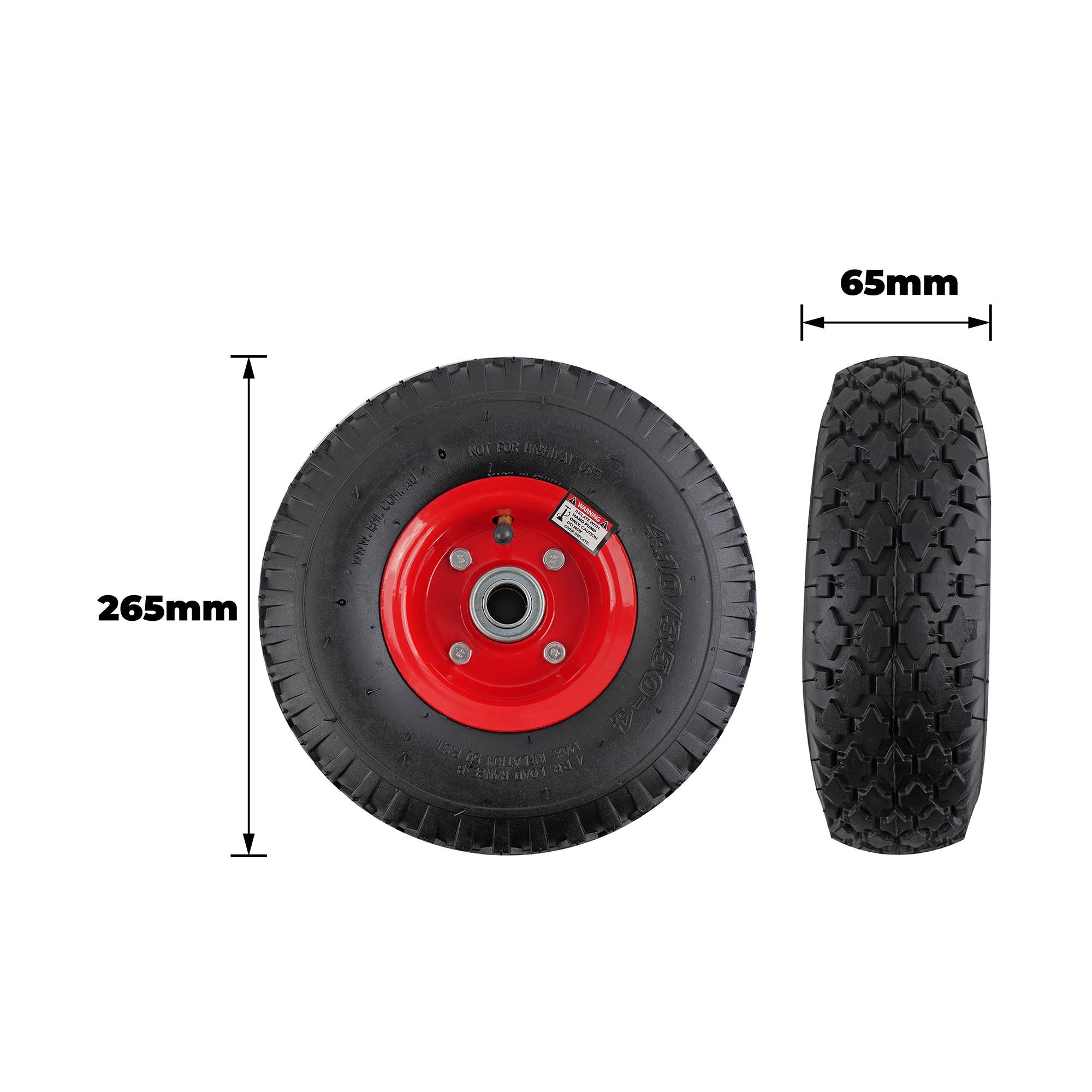 Easyroll 3.50x4" Pneumatic Wheel 20mm Bearing 160kg