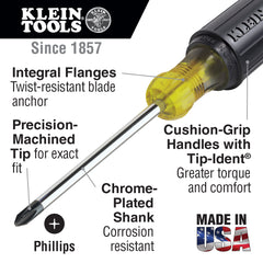 Klein Tools - SCREWDRIVER SET CUSHION GRIP 6-PIECE | A-85074