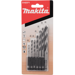 Makita - Brad Point Wood Drill Bit 7Pc Set - 1/4" Hex Drive | D-62371