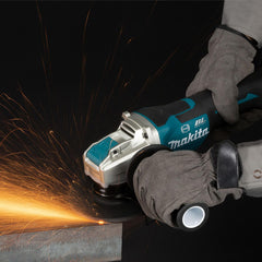 Makita - 18V Brushless 125mm X-Lock Angle Grinder Paddle Switch Variable Speed Kick Back Detection Electric Brake - Tool Only | DGA519Z