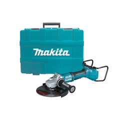 Makita - 18V x 2 Brushless 230mm Angle Grinder Paddle Switch Kick Back Detection Electric Brake Anti-Vib Handle & Carry Case - Tool Only | DGA900Z01K