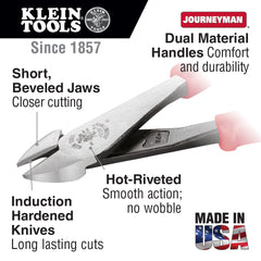 Klein Tools - 8" JOURNEYMAN HI-LEV DIAG-CUTTING PLIERS | A-J228-8
