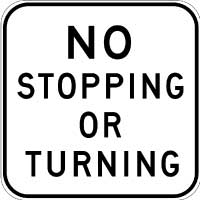 Uniform Safety Signs - 1400 x 1400mm - Aluminium - Class 1 - No Stopping or Turning | R2-13
