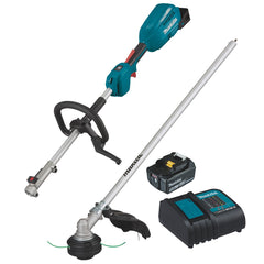 Makita - 18V Brushless Multi-Function Powerhead & (Em409mp) Straight Shaft Line Trimmer Attachment Kit - Includes 1 x 5.0Ah Battery & Charger | DUX18STX2