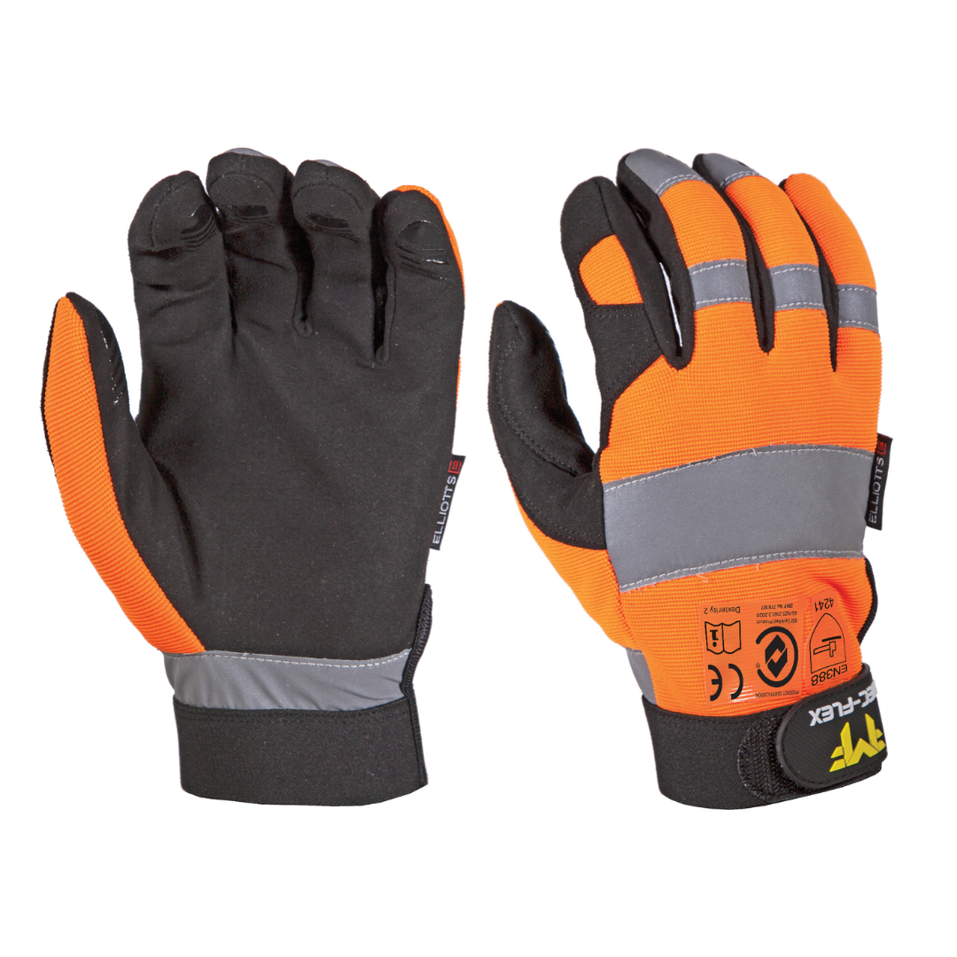 Elliotts - Mec-Flex Utility Mechanics Gloves - High Vis Orange. Size L (Pack of 120) | ELG0100L-120