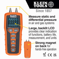 Klein Tools - DIGITAL DIFFERENTIAL MANOMETER | A-ET180