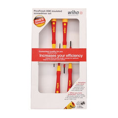 Wiha - 4 Piece Fine Screwdriver Set, Picofinish, Slotted & Phillips, VDE 1000V Insulated | WH-44847