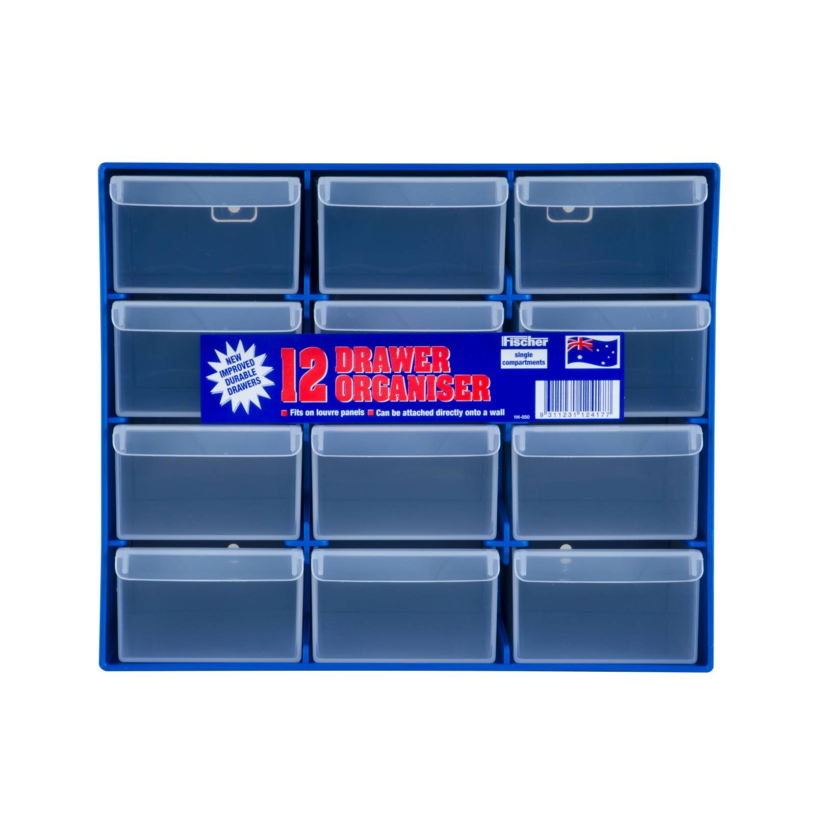 Fischer Blue/Clear 12 Drawer Organiser