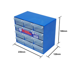 Fischer Blue/Clear 12 Drawer Organiser