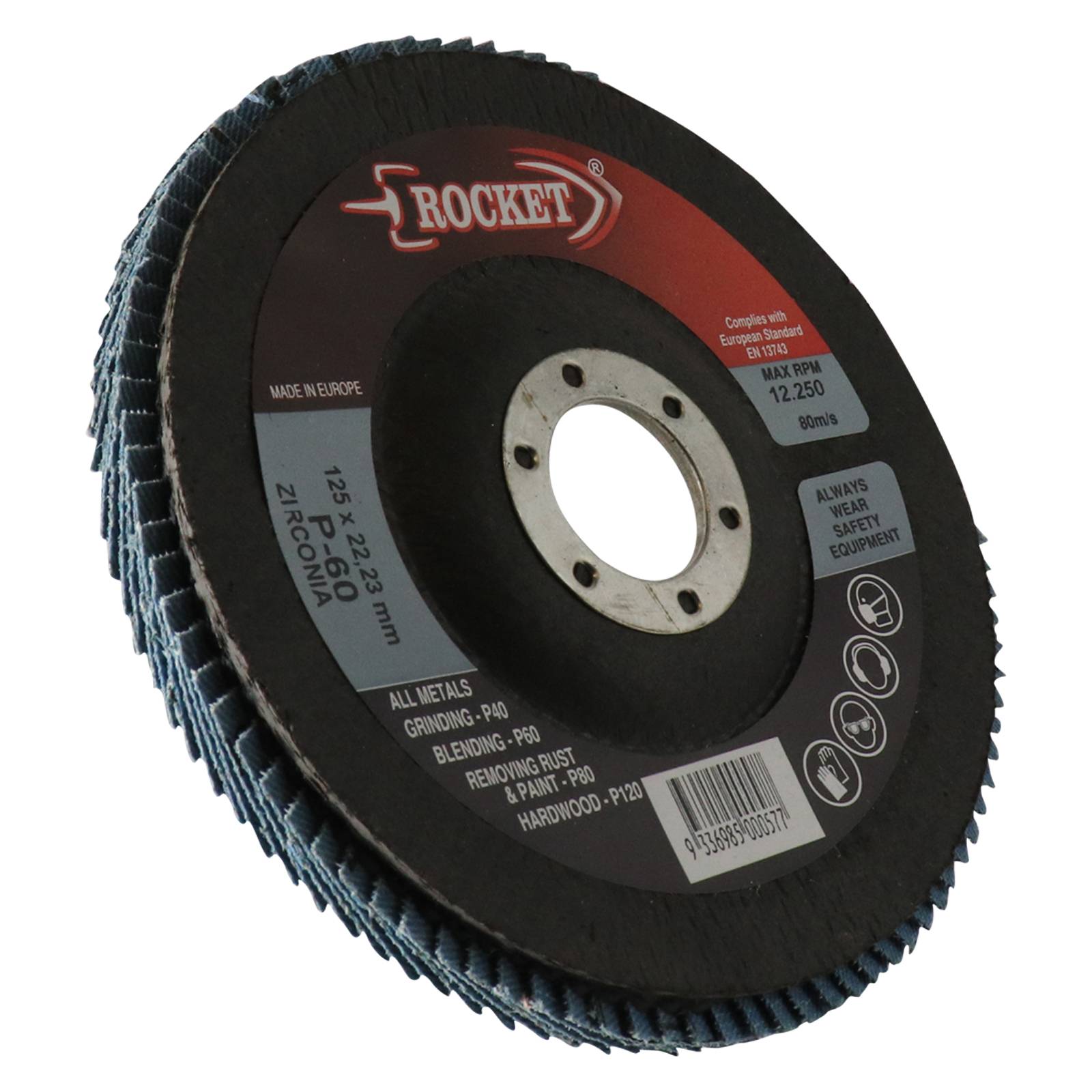 Rocket 125mm Flap Discs 60 Grit - 10 Piece
