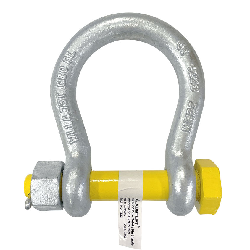 Austlift - Grade 80 Frogmouth Shackle with Safety Pin 4.75T | 503725