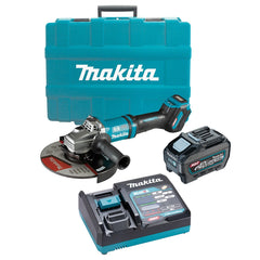 Makita - 40V Max Brushless 230mm (9") Angle Grinder Kit - Includes 5.0Ah Battery Single Port Rapid Charger & Plastic Case | GA038GT101