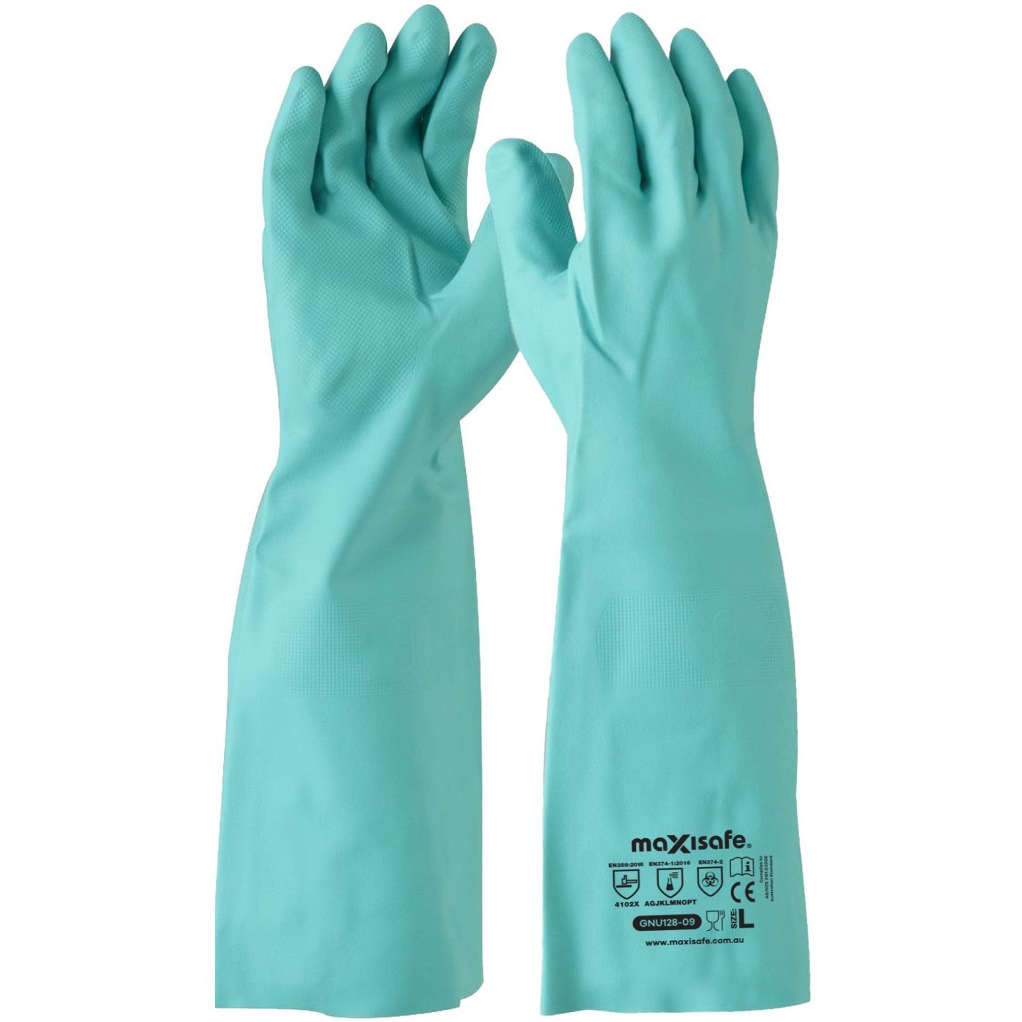 Maxisafe - Green Nitrile Chemical Gauntlet - 45cm - Large