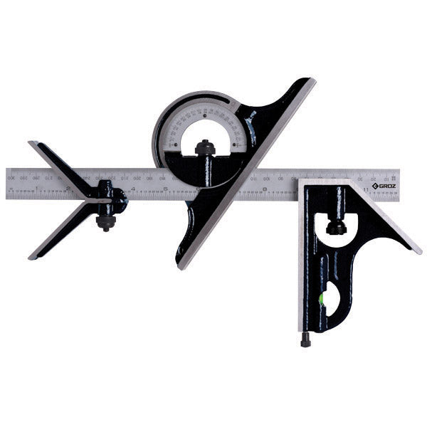 ITM - CSQ/12/4/ST GROZ COMBINATION SQUARE SET, 4 PCS SET, WITH 12/300MM BLADE LENGTH | GZ-01070