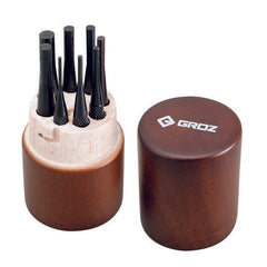 ITM - PP/8/WD/ST GROZ PIN PUNCH SET, IN ROUND WOODEN CASE, 100MM OAL, 8 PCE | GZ-25580