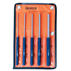 ITM - PP/HD/5L/ST GROZ EXTRA LONG H.D. PIN PUNCH SET, HEX SHANK, 200MM OAL, 5 PCE | GZ-25655