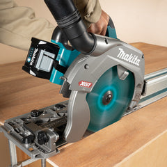 Makita - 40V Max Brushless AWS 235mm (9-1/4") Circular Saw Kit Guide Rail Compatible Saw Base - Includes 2 x 5.0Ah Batteries Single Port Rapid Charger & Plastic Case AWS Receiver Sold Separately (198901-5) | HS009GT201
