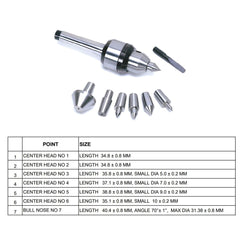 Precision Specialty Tools - Live Centre 3 Morse Taper with 7 Interchangeable Points | LLCSET3MT
