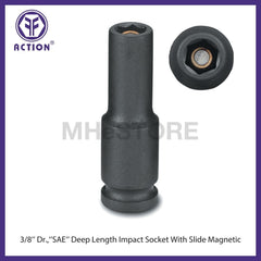 Action 9mm 3/8" Drive 6-point Metric Deep Magnetic Slide Impact Socket