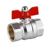 AIP - Ball Valve Brass F & F T Handle Red General Purpose Bspp - 1" | 25-021-016 | T25FF