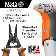 WIRE CUTTING/STRIP TOOL 8-18AWG INS1000V | A-11054-EINS