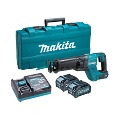 Makita - 40V Max Brushless Recipro Saw - Includes 2 x 4.0Ah Batteries Single Port Rapid Charger & Carry Case | JR001GM201