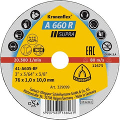 Klingspor -  A 660 R Supra Kronenflex® small cutting-off wheel for Stainless steel