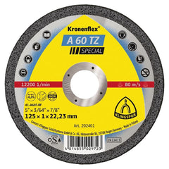 Klingspor - A 60 TZ Cutting-Off Wheels, 125 x 1 x 22.23 mm Flat (Pack of 25) | 202401