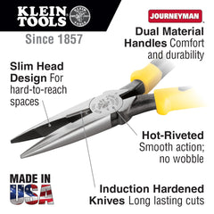 Klein Tools - PLIERS LONG NOSE SIDE-CUTTERS 8IN | A-J203-8