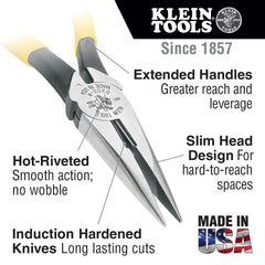 Klein Tools - 8" HD LONG-NOSE PLIERS - SIDE-CUTTING | A-D203-8