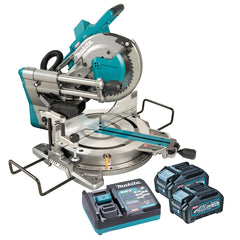 Makita - 40V Max Brushless AWS 260mm (10") Slide Compound Mitre Saw - Includes 2 x 4.0Ah Batteries & Single Port Rapid Charger AWS Receiver Sold Separately (198901-5) | LS004GM201