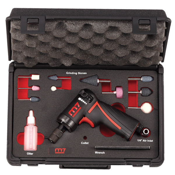 ITM - M7 MINI AIR DIE GRINDER 12 PIECE KIT, PISTOL STYLE, 1/4", 18,000 RPM | M7-QA651N