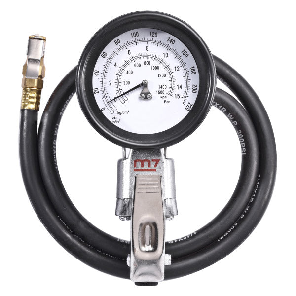 ITM - M7 TRUCK TYRE INFLATOR, 100MM ROUND GAUGE, MAX 220PSI, 100CM HOSE | M7-SB423
