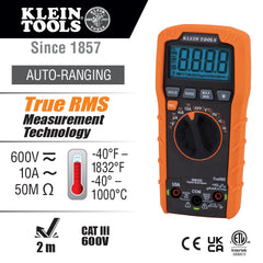 Klein Tools - 600V 10A Acdc Autorange Trms Temp Mmeter | A-MM420