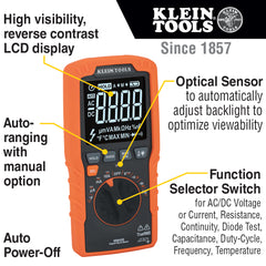 Klein Tools - 600V 10A Acdc Autorange Trms Slim Mmeter | A-MM450