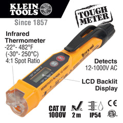 Klein Tools - Noncontact Tester 12-1000V+IR Temp & Laser | A-NCVT-4IR