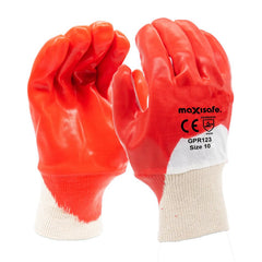 Maxisafe - Red PVC Glove Knitted Wrist - One Size - Carton Of 120 | GPR123-120