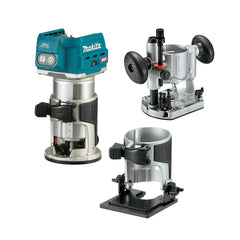 Makita - 40V Max Brushless AWS Laminate Trimmer Includes Plunge Base & Tilt Base - Tool Only AWS Receiver Sold Separately (198901-5) | RT001GZ03