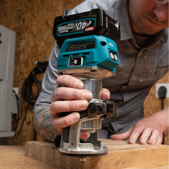 Makita - 40V Max Brushless AWS Laminate Trimmer Includes Plunge Base & Tilt Base - Tool Only AWS Receiver Sold Separately (198901-5) | RT001GZ03
