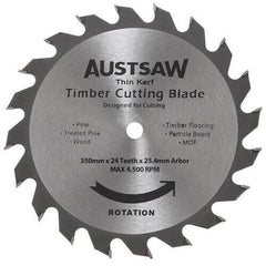 Austsaw - 350mm (14in Thin Kerf Timber Blade - 25.4mm Bore - 24 Teeth | TKB3502524
