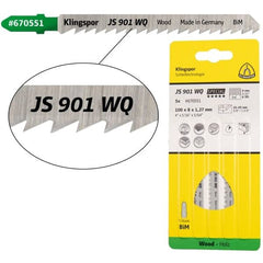 Klingspor -  JS 901 WQ Special Bi-metal jigsaw blade crossground, tapered for Hardwood, HPL (High Pressure Laminate), Plywood, Blockboards, Chipboard