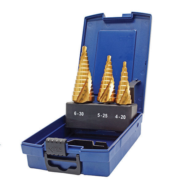 ITM - HOLEMAKER SPIRAL FLUTE STEP DRILL SET, 3 PIECE, 4-20MM / 5-25MM / 6-30MM | SDSET-1