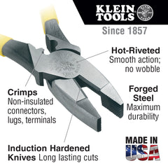 Klein Tools - 9" JOURNEYMAN HI-LEV SIDE-CUTTING PLIERS | A-J213-9NECR
