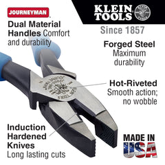 Klein Tools - LINEMANFTS PLIERS 9IN JOURNEYMAN H&LE | A-J2000-9NE