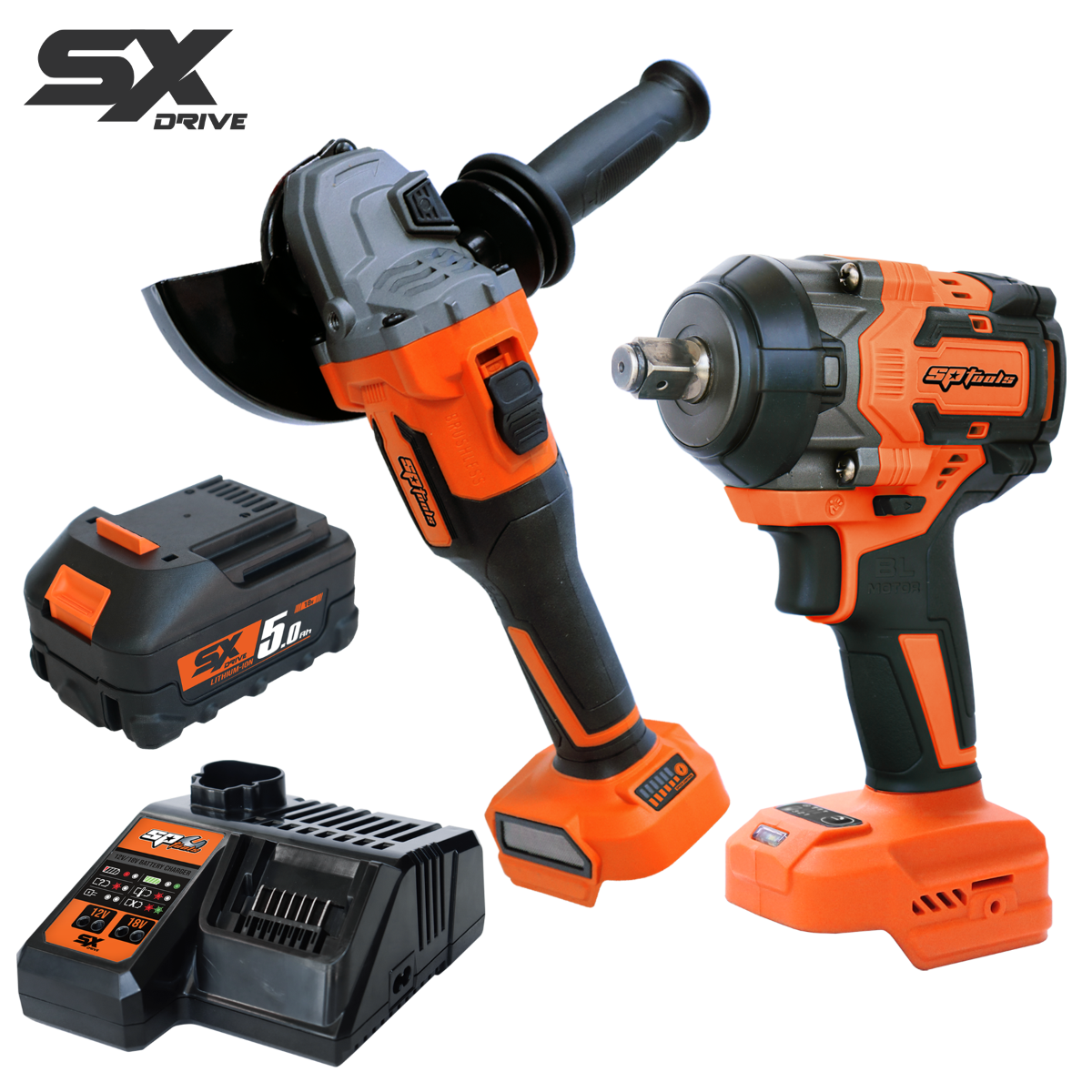 SP Tools 18v Cordless Combo Pack - Brushless Impact Wrench & Angle Grinder - SX Drive | SP83410 (Q4 2026 bonus kit)