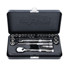 SP Tools - 1/4" Dr Socket Set - Metric/SAE - 6pt - 23pc - Black Series | SP20102X