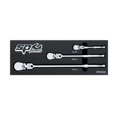 SP Tools - 1/4", 3/8" & 1/2" Dr Sealed Flex Head Ratchet Set - 3pc | SP29329