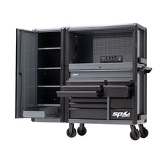 SP Tools - 69" Apex Series Power Workstation Combo with Side Cabinet & Powerboard - Grey/Black | SP40655GY