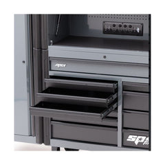 SP Tools - 69" Apex Series Power Workstation Combo with Side Cabinet & Powerboard - Grey/Black | SP40655GY