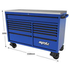 SP Tools - 59" Toolkit 465 Piece Metric/SAE - USA Sumo Series 13 Drawer Black/Blue | SP50805BL